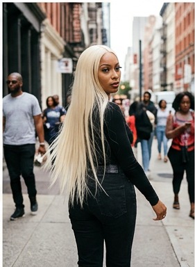 Blonde straight lace front wig